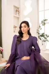 Farshi Raw Silk Set- Indigo Purple