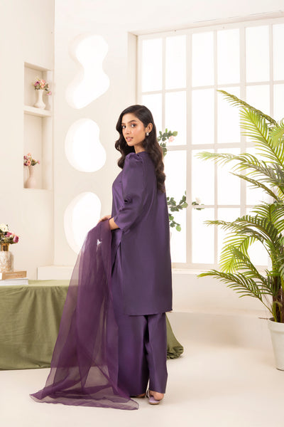 Farshi Raw Silk Set- Indigo Purple