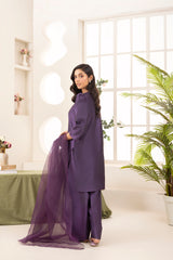 Farshi Raw Silk Set- Indigo Purple