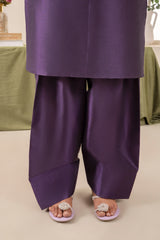 Farshi Raw Silk Set- Indigo Purple