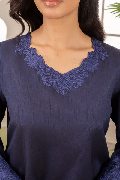 Farshi Raw Silk Set- Navy Blue