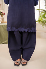Farshi Raw Silk Set- Navy Blue