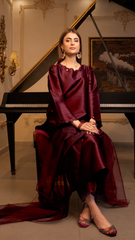 Dark Fuchsia Pink Silk 3pc Suit