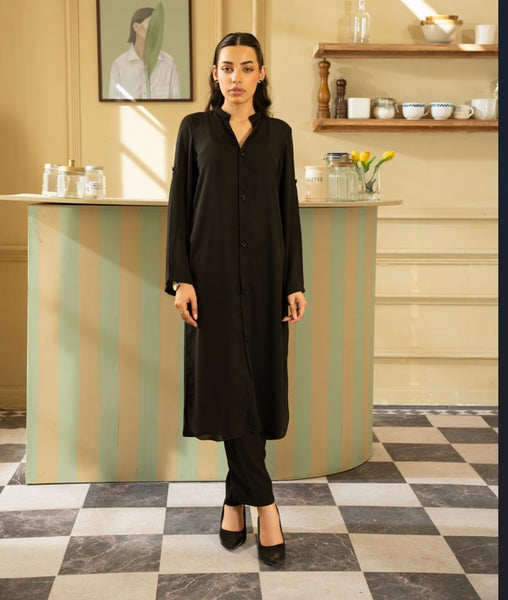 Black Coord Set 2PC Stitched PRET - Naaz Couture