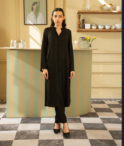 Black Coord Set 2PC Stitched PRET - Naaz Couture