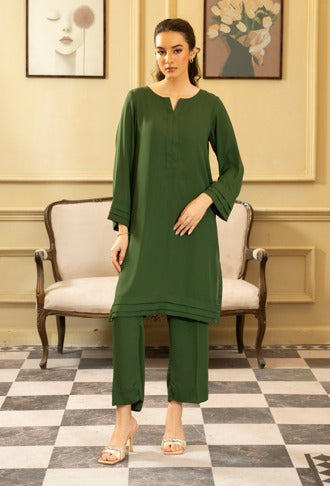 Green Coord Set 2PC Stitched PRET - Naaz Couture