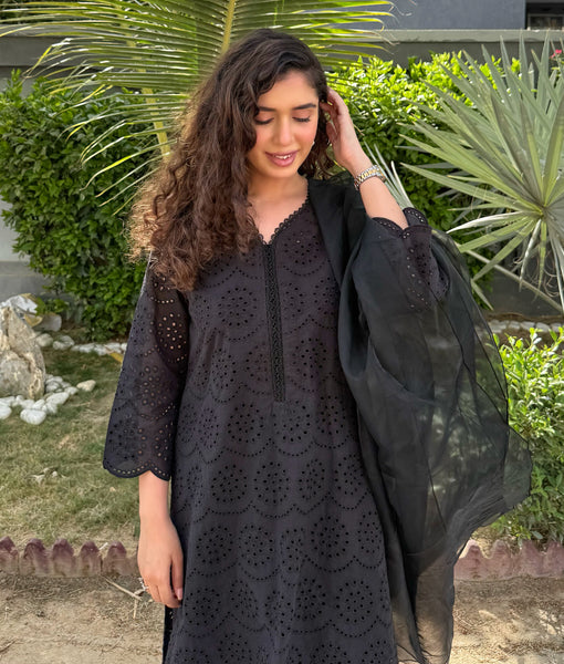 Farshi Chikankari-Black