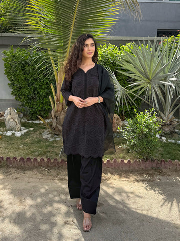 Farshi Chikankari-Black