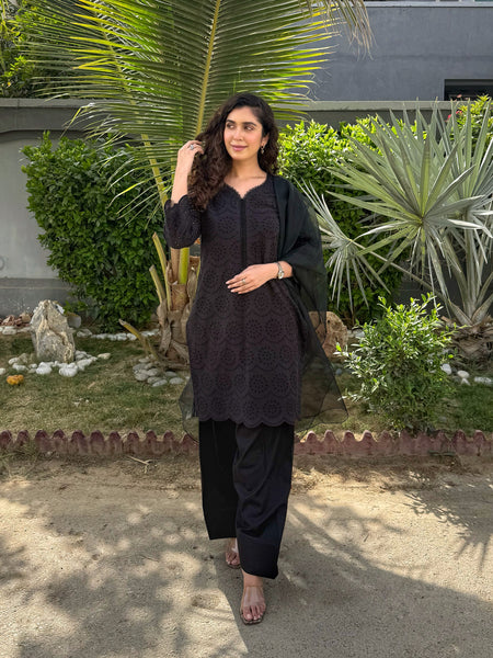 Farshi Chikankari-Black