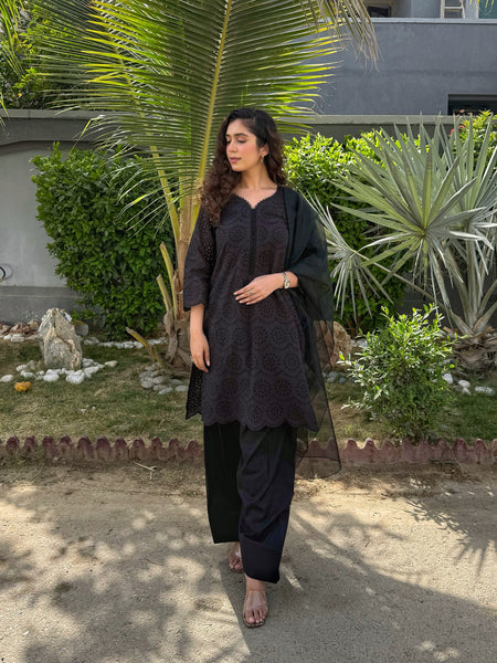 Farshi Chikankari-Black