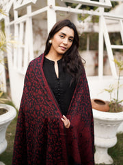 Kaani Style Pashmina Wool Shawl- Blackish Maroon