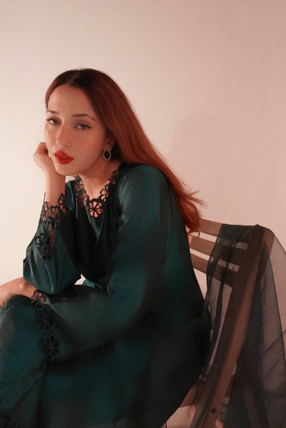 Dark Teal Silk 3pc Suit