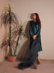 Dark Teal Silk 3pc Suit