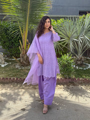 Farshi Chikankari Set- Lilac
