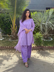 Farshi Chikankari Set- Lilac