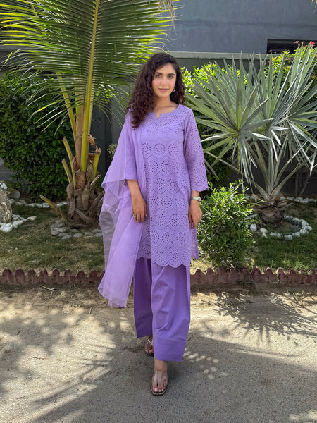 Farshi Chikankari Set- Lilac
