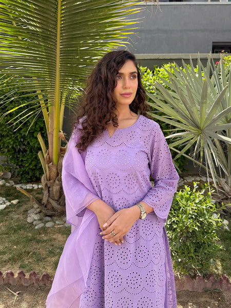 Farshi Chikankari Set- Lilac