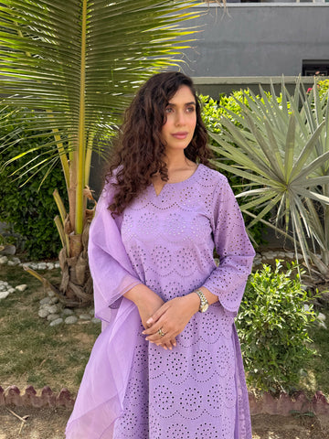 Farshi Chikankari Set- Lilac