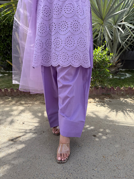 Farshi Chikankari Set- Lilac