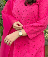 Farshi Chikankari Set- Pink