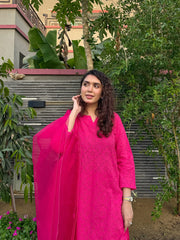 Farshi Chikankari Set- Pink
