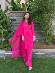 Farshi Chikankari Set- Pink