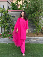 Farshi Chikankari Set- Pink
