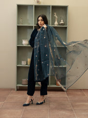 Zinc velvet Embroidered 3pc Suit