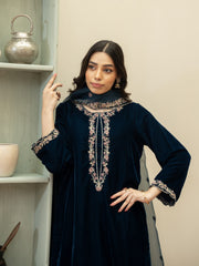 Zinc velvet Embroidered 3pc Suit