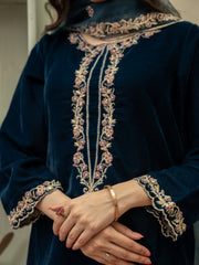 Zinc velvet Embroidered 3pc Suit