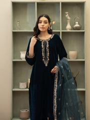 Zinc velvet Embroidered 3pc Suit