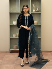 Zinc velvet Embroidered 3pc Suit